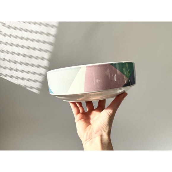 Pastel Multicolor Vintage Tempo Eighty Signed Mikasa Wide Rim Raised 80's Bowl - Picture 2 of 10